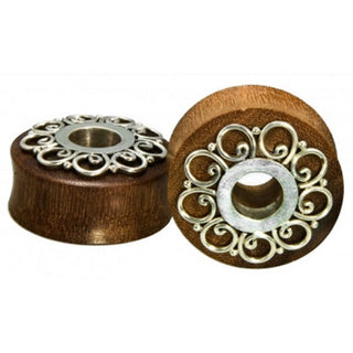 Idealist Plugs - Saba Wood + Silver Inlay Plugs Buddha Jewelry   