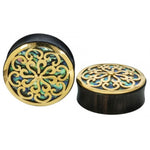 Idol Plugs - Abalone - Yellow Gold Plated Plugs Buddha Jewelry