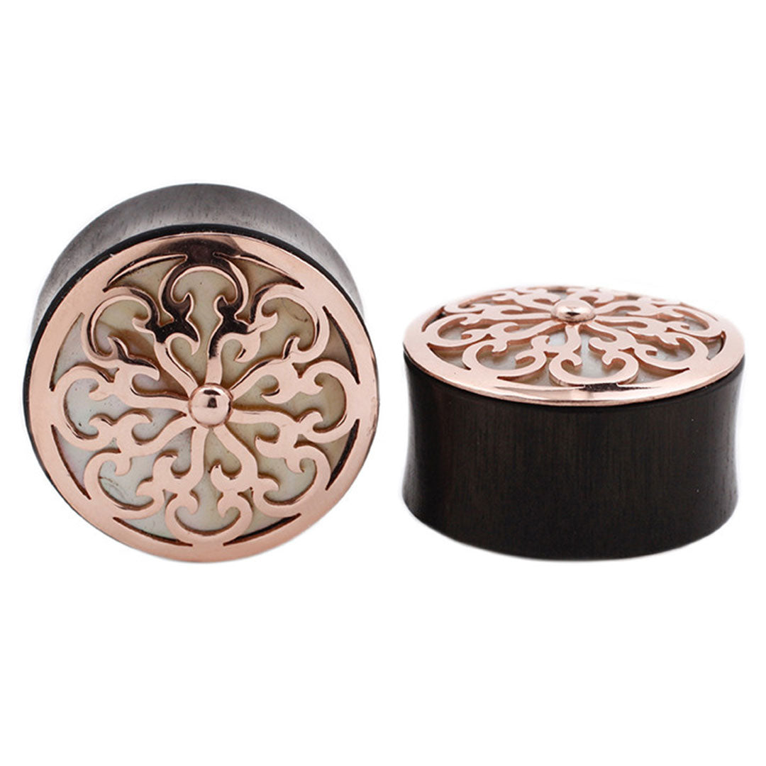 Idol Plugs - Mother of Pearl - Rose Gold Plated Plugs Buddha Jewelry