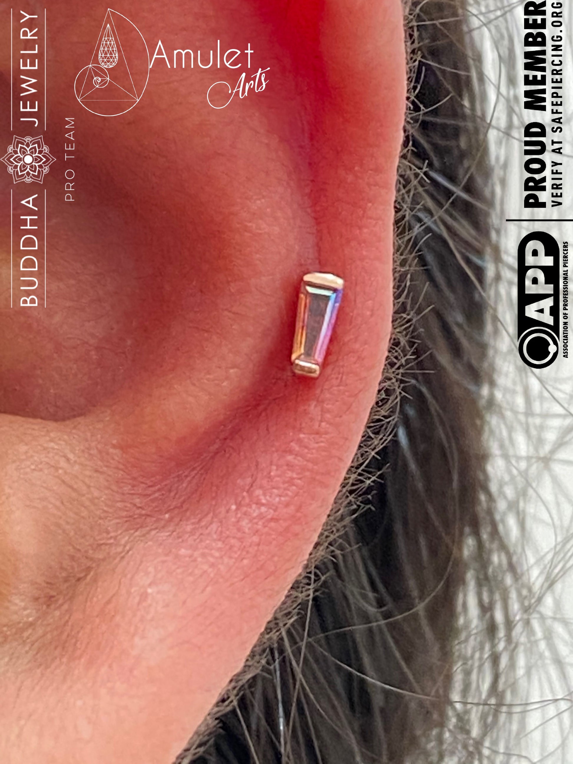 Tapered Baguette Threadless End with Mercury Mist Topaz Threadless Ends Buddha Jewelry