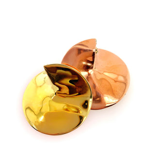 Sleek Obscura Earrings - Brass + Copper Metal Hanging Earrings Buddha Jewelry Small  