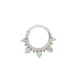 Gigi - CZ + Opal - Clicker Clickers Buddha Jewelry White Gold 5/16" 