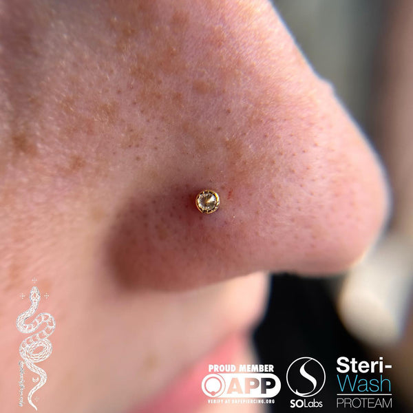 Milgrain Bezel Gem Threadless End with Reverse Set CZ Threadless Ends Buddha Jewelry