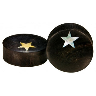 Star Plugs - Arang Wood + Mother of Pearl Sale Jewelry Buddha Jewelry   