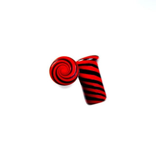 Glass Plugs - Red + Black Twist Glass Buddha Jewelry   