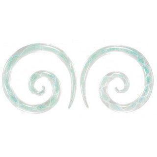 Glass Super Spiral - Green Dichro Ribbon Glass Buddha Jewelry   