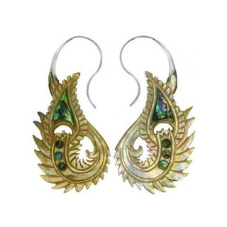 Peacock - Mother of Pearl + Silver Cap Organic Hanging Styles Buddha Jewelry   
