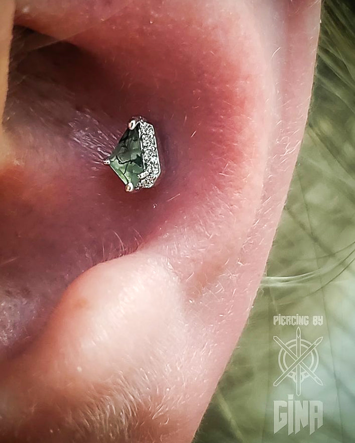 Elevate Threadless End with Moss Agate Threadless Ends Buddha Jewelry