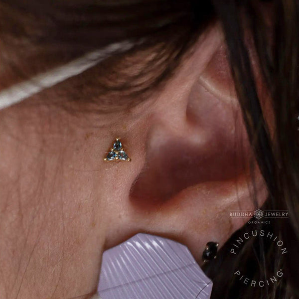 3 Little Pears Threadless End with London Blue Topaz Threadless Ends Buddha Jewelry