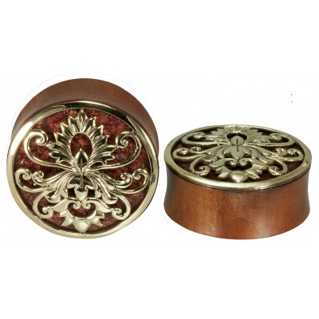 Rider Plugs - Saba Wood + Coral Plugs Buddha Jewelry   